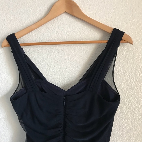 XSCAPE Navy Maxi Chiffon Beaded Strap dress SZ 4 - Picture 4 of 7